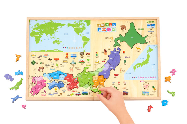 GKN-83809　学研の遊びながらよくわかる　木製パズル 日本地図　47ピース　子供用パズル