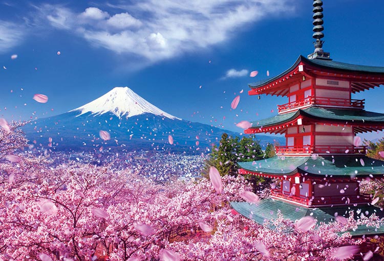 富士と桜舞う浅間神社（風景）　1000ピース　ジグソーパズル　BEV-51-226　［CP-NI］［CP-FJ］