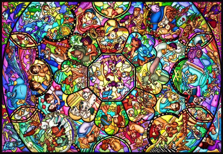 TEN-DS1000-764　ディズニー　オールスター ステンドグラス（オールキャラクター）　1000ピース　ジグソーパズル