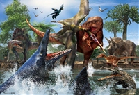 BEV-40-006　服部　雅人　ティラノサウルス VS モササウルス　40ピース　ジグソーパズル　［CP-DN］