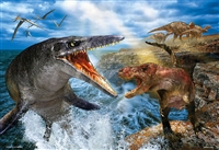 BEV-93-165　服部 雅人　最強の戦い  ティラノサウルス VS モササウルス　300ピース　ジグソーパズル　［CP-DN］