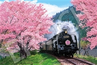 EPO-09-020s　風景　桜と大井川鐵道-静岡　1000ピース　ジグソーパズル