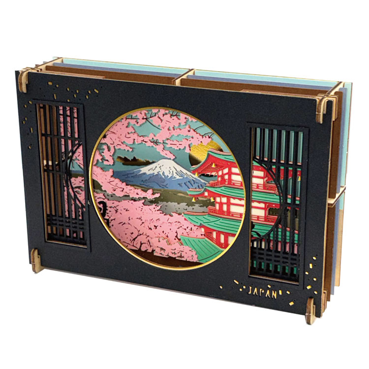 窓から望む富士山と桜　●予約　ENS-PT-WL33　［CP-TM］［CP-PA］ H100×W152×D42mm