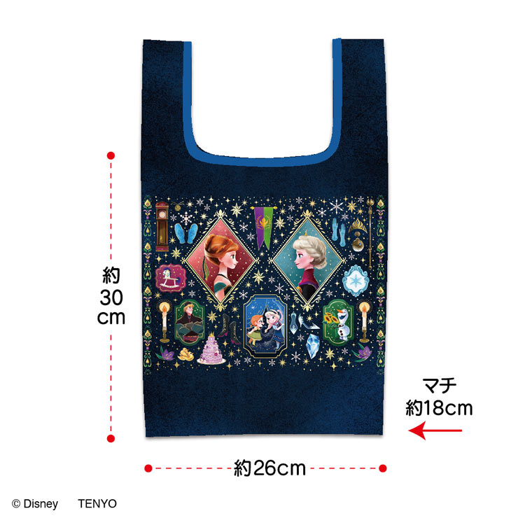 ディズニープレミアムアートバッグ　アナと雪の女王S　アナと雪の女王　TEN-DEB-S-11 約30cm×約26cm　マチ約18cm　持ち手長さ約28cm