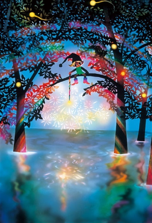 線香花火　(藤城清治)　300ピース　ジグソーパズル　APP-300-146　［CP-SS］ 26×38cm