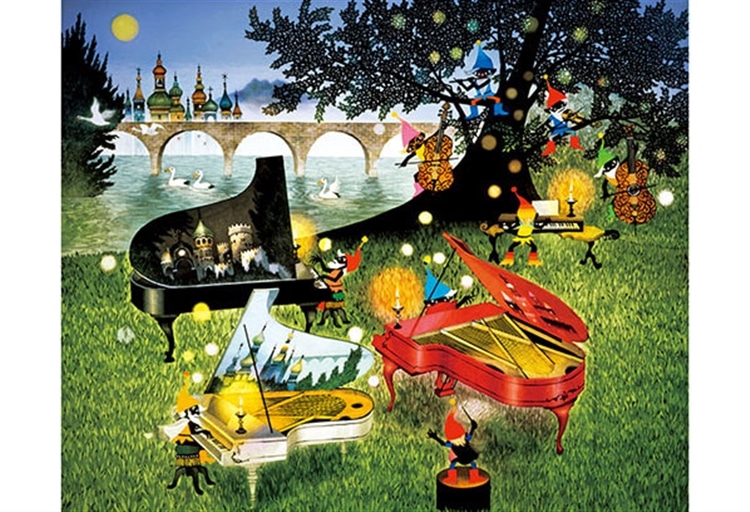 3台のピアノ ノスタルジア　(藤城清治)　300ピース　ジグソーパズル　APP-300-293　［CP-SS］ 26×38cm