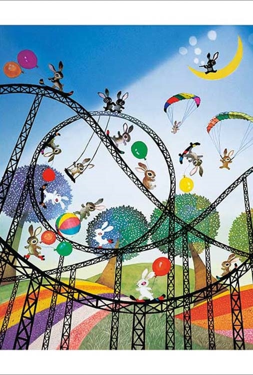 ジャンピングラビット　(藤城清治)　300ピース　ジグソーパズル　APP-300-374　［CP-SS］ 26×38cm