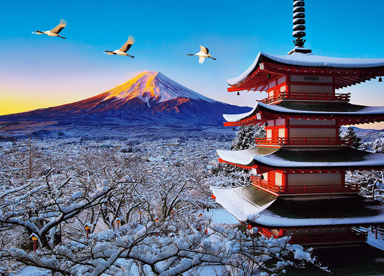 富士と鶴舞う浅間神社（風景）　600ピース　ジグソーパズル　BEV-66-151　［CP-FJ］［CP-SN］