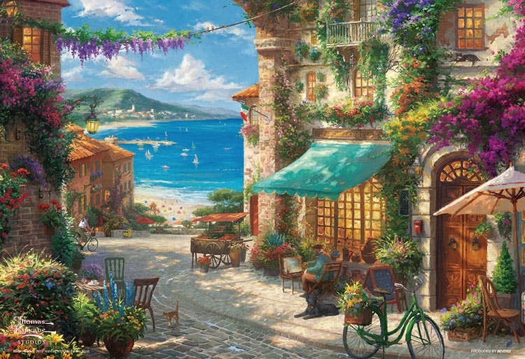 シチリアの花咲くカフェ　(トーマス・キンケード)　1000ピース　ジグソーパズル　●予約　BEV-1000M-045 26×38cm