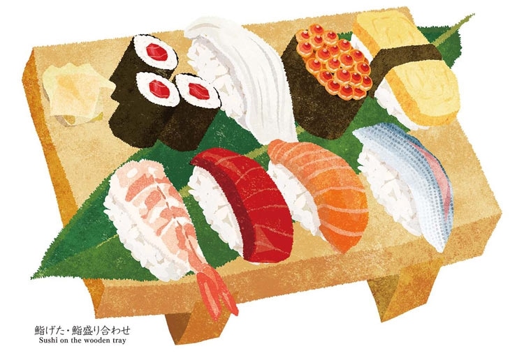食の専科 鮨げた・鮨盛り合わせ（イラスト）　300ピース　ジグソーパズル　●予約　CUT-300-505　［CP-FO］ 26×38cm