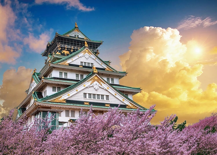 黄金の空と桜咲く大阪城(大阪) 500ピース ジグソーパズル ●予約 YAM-05-1109 38×53cm