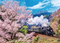 大井川鐵道と桜 （風景）　600ピース　ジグソーパズル　BEV-600-006　［CP-SA］