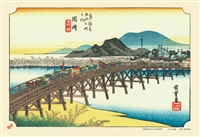 東海道五拾三次 岡崎（矢矧之橋）　(歌川広重)　300ピース　ジグソーパズル　CUT-300-739