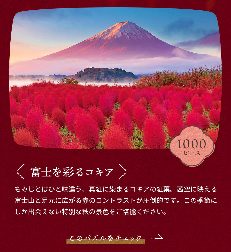 富士を彩るコキア　1000ピース